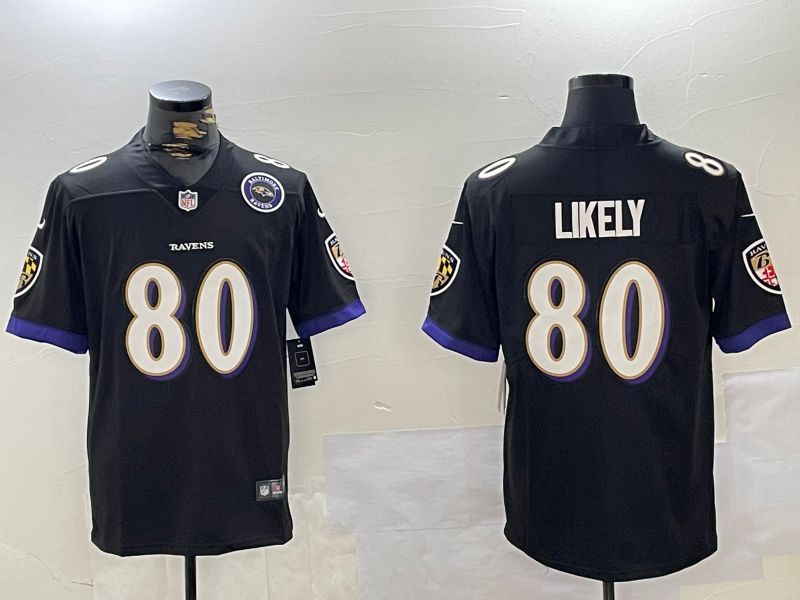 Men Baltimore Ravens #80 Likely Black 2024 Nike Vapor Limited NFL Jersey style 1